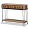 Baxton Studio Kellyn Vintage Oak Brown Finished Wood and Black Finished Metal 3-Drawer Console Table 177-11199-Zoro - alternate 9